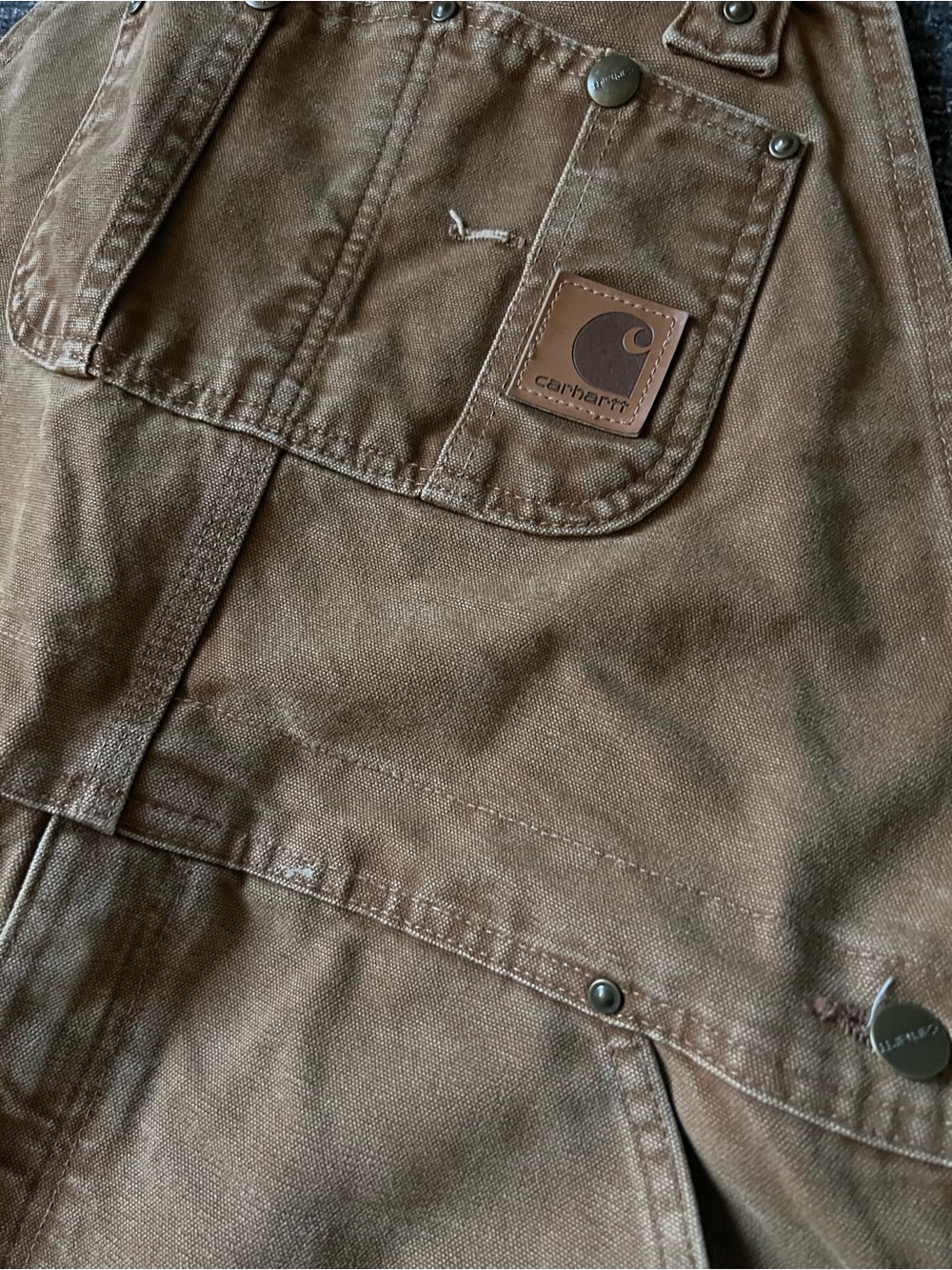Carhartt Brown Cotton Work Bib Overalls Men’s 38x36 R06 BRN Construction - Picture 7 of 14